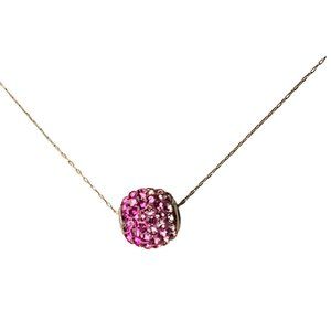 Rose Crystal Pave Ball Necklace October Birthstone Necklace Sterling 925 Silver
